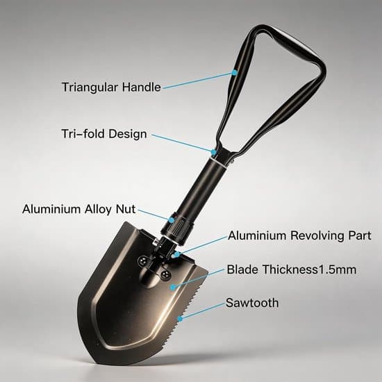 Fällbar spade 58 cm, snöspade, 50# extra robust, högkvalitativ multifunktionell kolstålspade