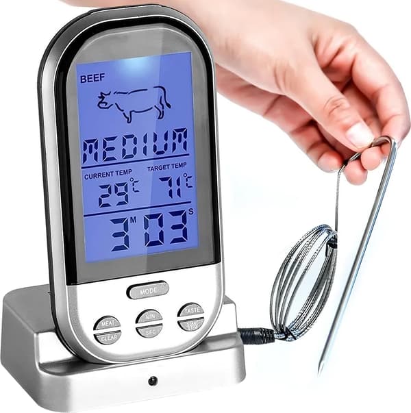 Digitalt trådløst grilltermometer, kødtermometer, grilltermometer, grilltermometer, temperaturområde 250°C