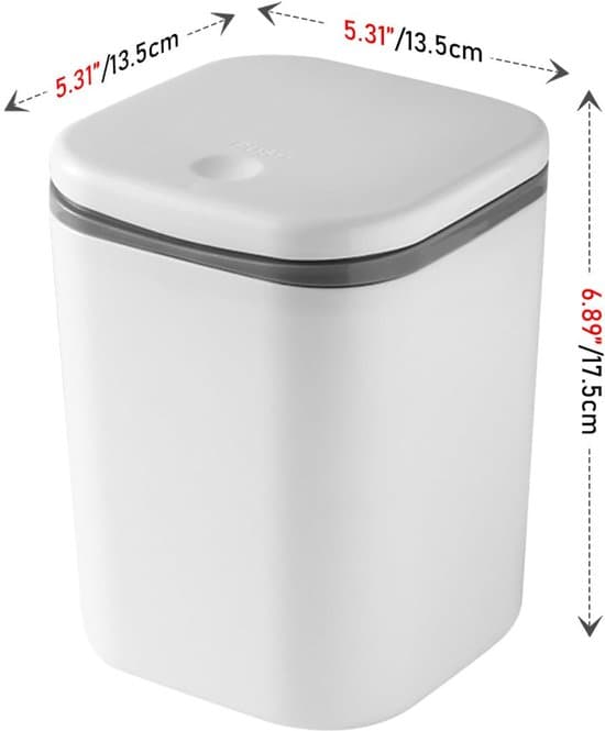 Mini papperskorg med tryckknappslock - 1 liter - Vit