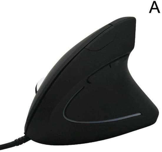 Sort USB-kablet ergonomisk vertikal optisk mus, velegnet til bærbare computere.