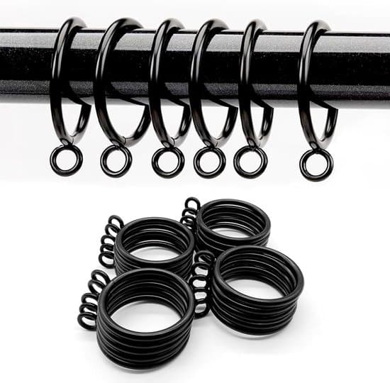 Gardinringe i metal - 50 stk. - 38 mm - Sort - Rustfrit stål