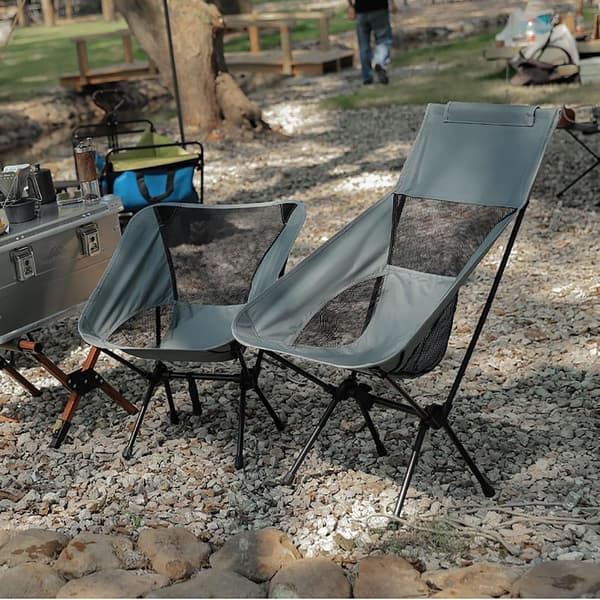 Åndbar Sammenklappelig Udendørs Camping- og Grillstol (Sort)
