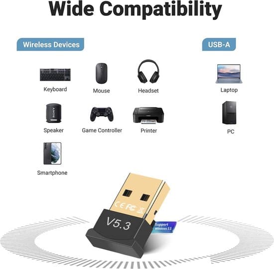 Bluetooth-sovitin USB 5.3 - Bluetooth-vastaanotin - Bluetooth-vastaanotin - Bluetooth USB-sovitin - Bluetooth-dongle - Plug and Play