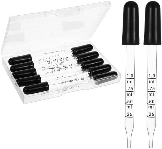 10-delade 1 ml glasdroppar med silikongummispetsar och graderingar
