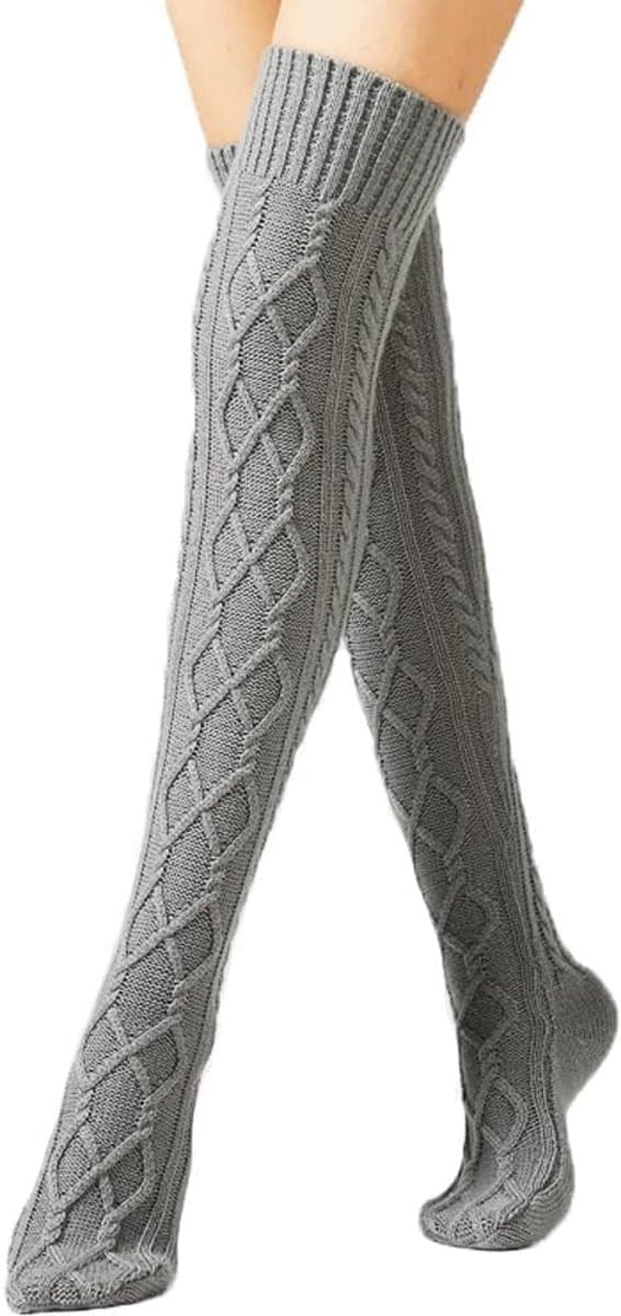 Dame over-the-knee strømper - Strikkede vinterstrømper - Varme - Sorte - One size fits all