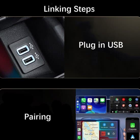 Trådløs adapter, 1 enhed, 2-i-1 smart bilforbindelse, metalhus, sort