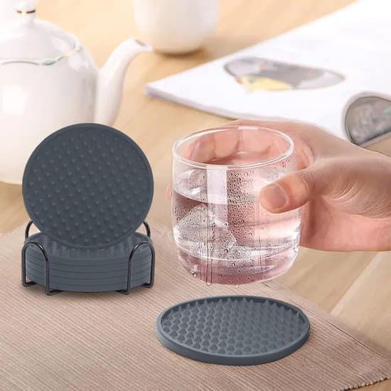 6-pak sorte silikoneunderlag - med holder