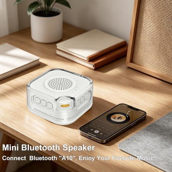 White noise machine with 28 sounds, noise detection, and portable Bluetooth