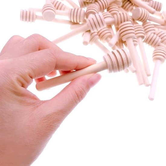 50-pack 8 cm honungsdippare/skedset i trä