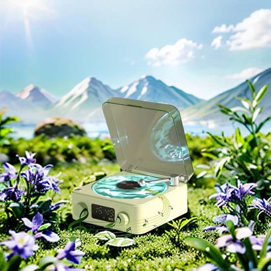Retro klassinen levysoitin Bluetooth-kaiutin yövalolla, vihreä