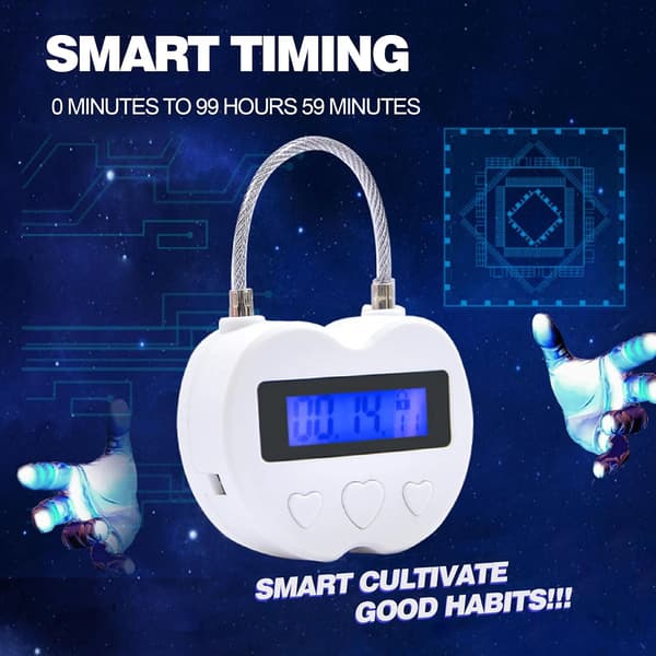 Två smarta timerlås med LCD-display, USB-laddning, tillfällig timer, hänglås, elektronisk resetimer, vit.