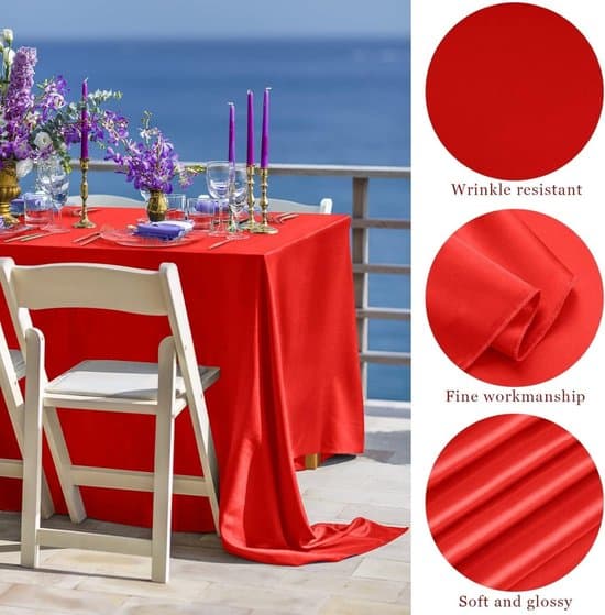 Rektangulær dug i satinpolyester - 2-pak - 145 cm x 259 cm - blød, krølfri, glat, vaskbar - til bryllupper og receptioner