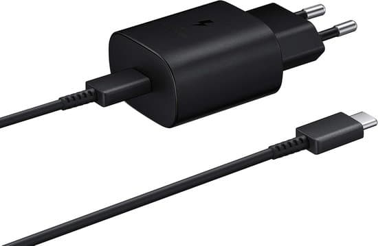 USB-C, 25W erittäin nopea virtasovitin, USB-C–USB-sovitin, pikalataus, johdoton, musta