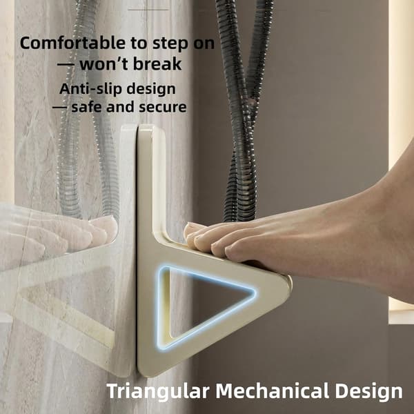 2-pack duschfotpall - Borrfri väggmonterad triangulär halkfri pall för rakning av ben, duschfotpallfäste (beige)