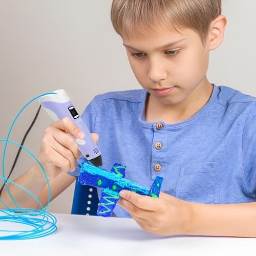 3D-printpen-sæt, graffitiprinter og tegnesæt, inklusive 12 farver PLA-filament - blå.
