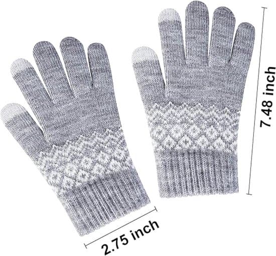 Handsker, Opvarmede Handsker, Vinterhandsker, Touchscreen-handsker, Søde, Vindtætte, Tykke, Hold varmen, Bløde, til kvinder, One size, Grå, Vinter