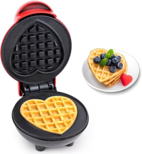 Hjerteformet Mini Vaffeljern med Non-Stick Belægning til Vafler.
