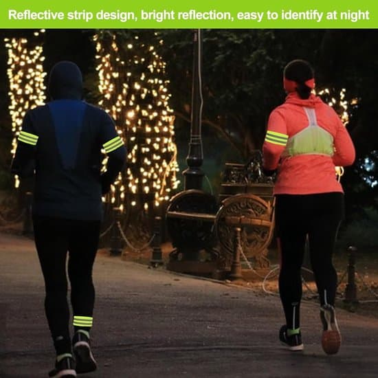 4-pack orange hög-synlighet uppladdningsbara LED-löpararmband, elastiska reflekterande säkerhetsband