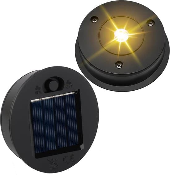Udskiftnings Solar Lanterne - 7cm - Sort - Med Bevægelsessensor