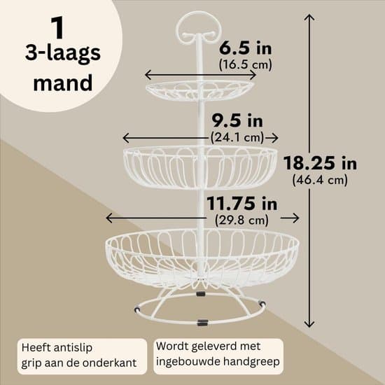 Fruktfat - 3-vånings fruktkorg - Vit