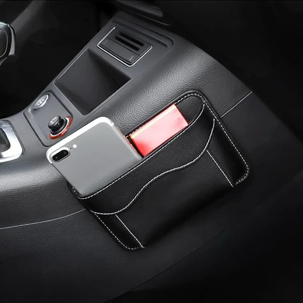 Læder Mini Opbevaringstaske med Sidestolper, Designet til Bilsæder, Opbevarer Dokumenter, Mapper, Notesbøger, Biltilbehør