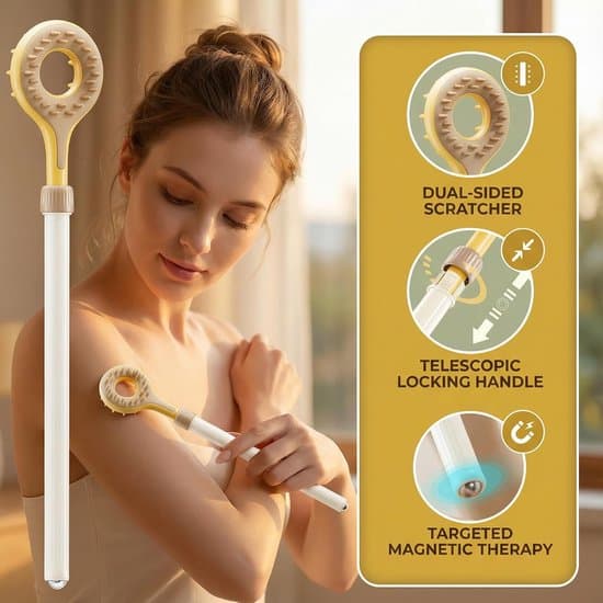 Infällbar massager med infällbar skaft och massagepärlor