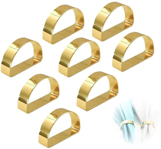 Guldfarvede servietringe i metal – elegante og sofistikerede – 8-pak