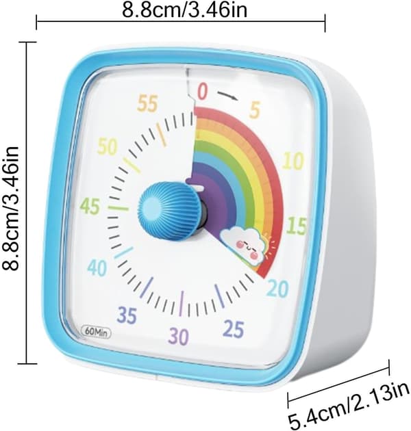 Visuel timer, 60 minutter, lydløs, timer, nedtælling, blå