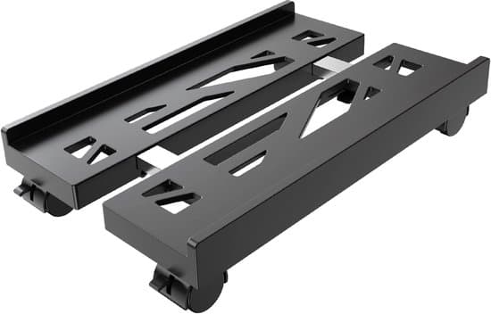 Computerstander, Computeretui, Computerbakke, Justerbar og mobil, CPU-stander, med 4 hjul, Plast, Ventileret computertårnstander, Sort