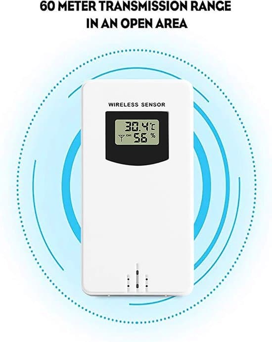 Trådlös utomhussensor för väderstation - Utomhustermometer och hygrometer med 60 m räckvidd