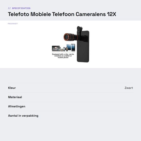 Teleobjektiv - 12X förstoring - Smartphonetillbehör