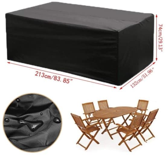 213x132x74cm Sort Vandtæt UV-resistent Havemøbelsæt Cover