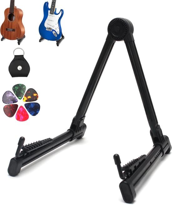 Universellt gitarrställ för akustisk gitarr, elgitarr, bas, ukulele, hopfällbart och bärbart gitarrställ för el- och klassisk gitarr