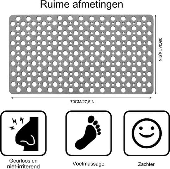 70x38cm Halkfri TPE Duschmatta, Mögelresistent, Sugkoppar, Blå