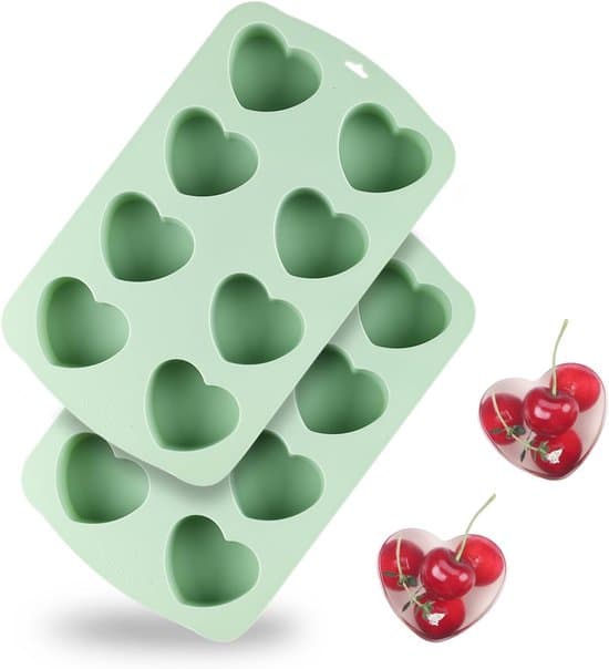 2 hjerteformede silikoneforme, hjerteformet bageplade til minikager, bageforme til hjemmelavede muffins, isterningebakke, chokoladebomber