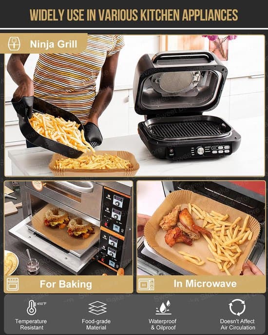 Foring til Ninja airfryer, rektangulær bageplade FG551, 6-i-1 bageplade airfryer tilbehør, egnet til Ninja XL - 100 ark