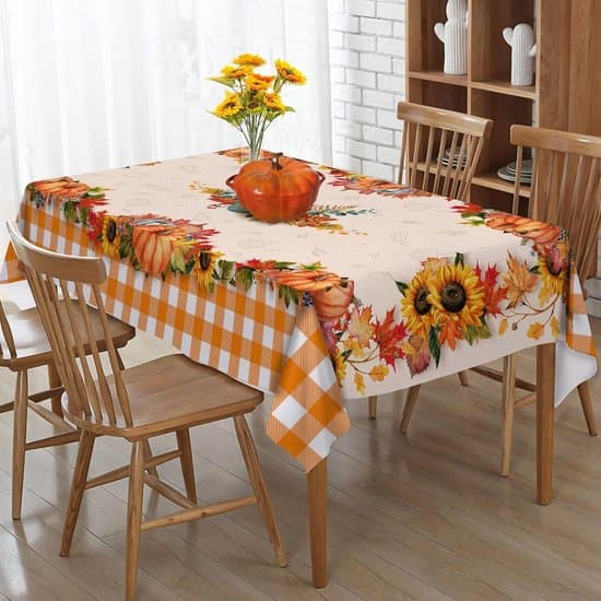 152x213 cm rektangulær efterårsdug med orange græskarmønster