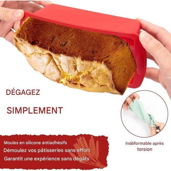 Firedelt kageformssæt - rektangulær non-stick kageform - toastform - 19x8x5,5 cm - tilbehør til airfryer