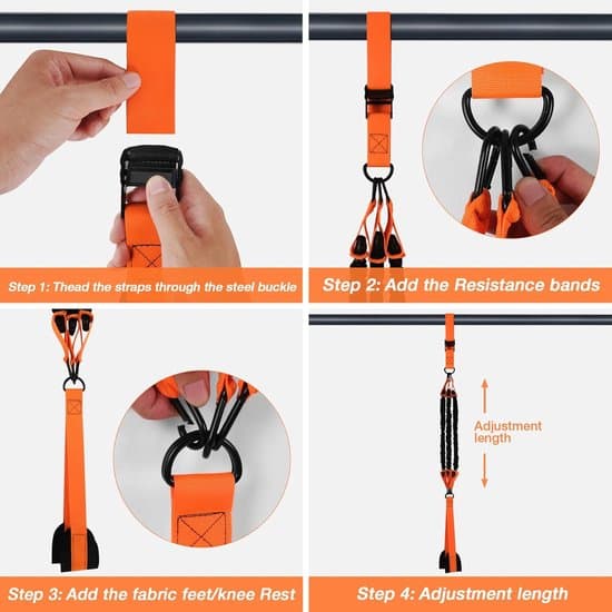 Motståndsband med pedaler för pull-ups - Orange