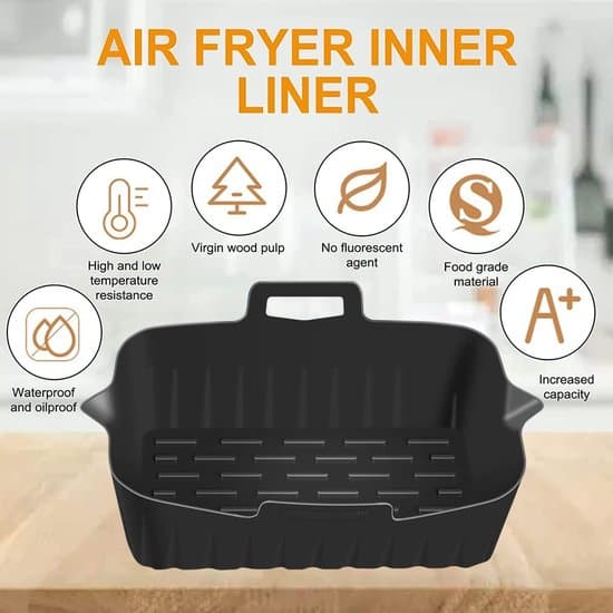 2-delt 19x6 cm silikone airfryer-indsats/bageformssæt - Sort