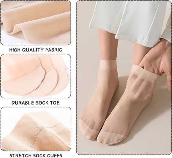 Damesokker - 20 par - Stilfulde og åndbare - Sorte og beige