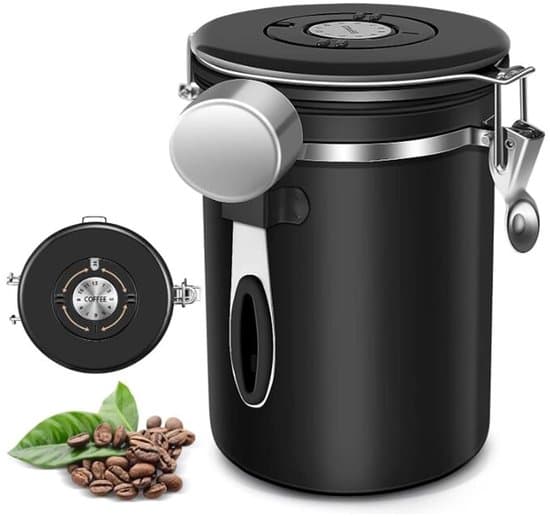 Kaffebønneopbevaringsbeholder - forseglet - rustfrit stål - 1 enhed