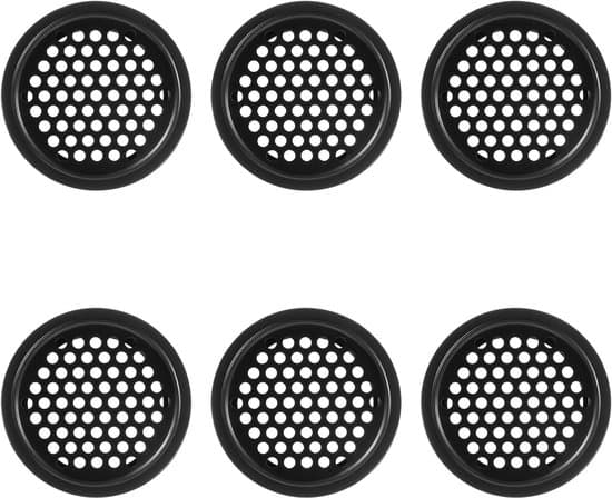 6x runde ventilationsgitre i rustfrit stål 53 mm - diskret luftgitter til skabe og døre