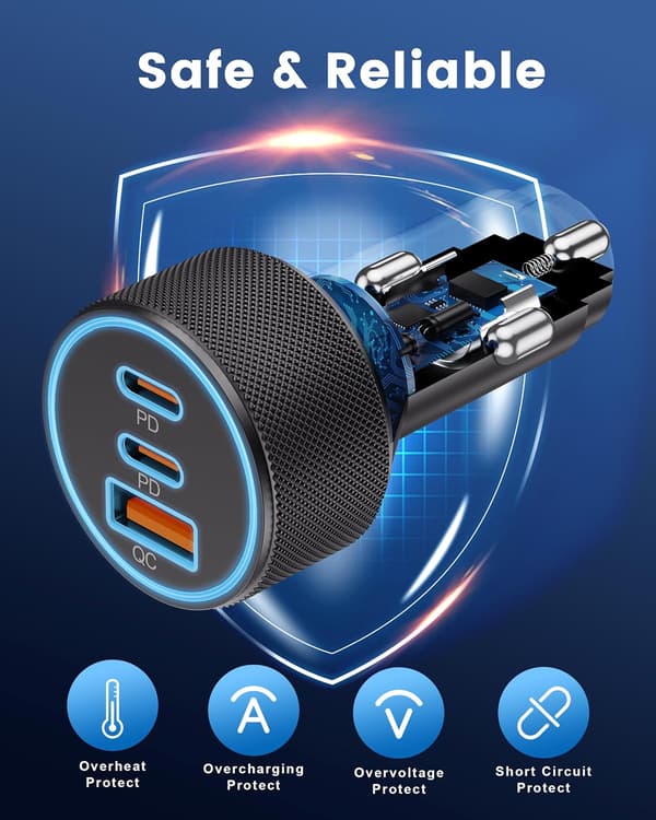 USB-C biloplader, strømadapter
