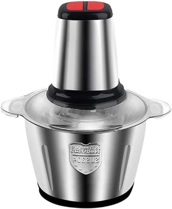 Elektrisk kødhakker, multifunktionel foodprocessor, hurtig hakning, dobbeltlags 4-blad, 2L rustfri skål, sølv.