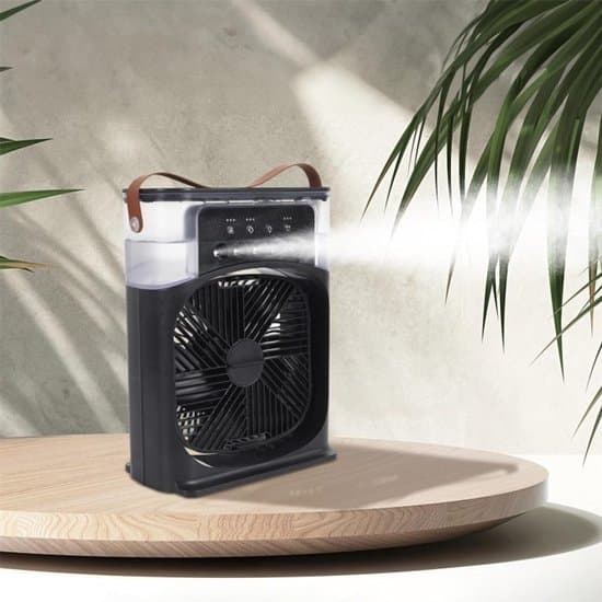 Retro LED Sprayventilator – Spray Aromaterapi – Tre Vindhastigheder – Sort