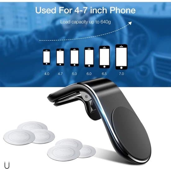 Telefonholder - Magnetisk biltelefonholder - Sort (2-pak)