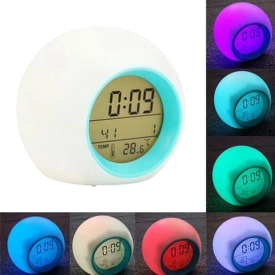 Digital LED Vækkeur - Børne - med Natlys - Blå
