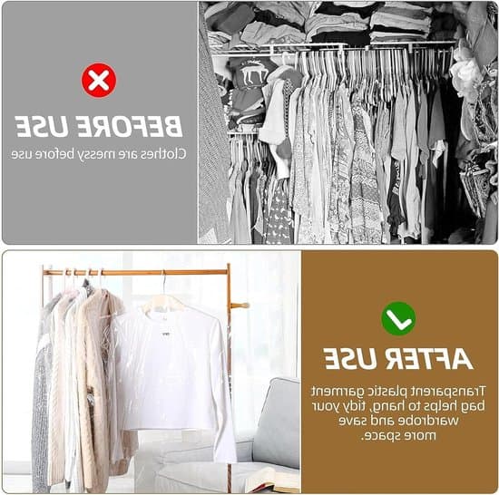 Set med 20 transparenta plastplaggpåsar 60 x 120 cm