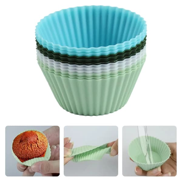 12-pak store silikone muffinforme, non-stick genanvendelig bageform